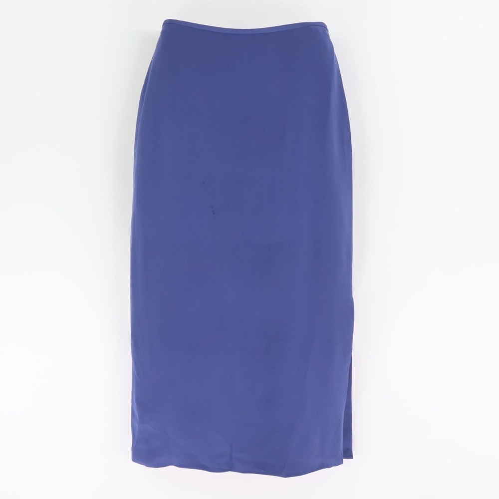Petite Sophisticate SILK Skirt Lined Midi Length Womens Size 2 Blue Slit